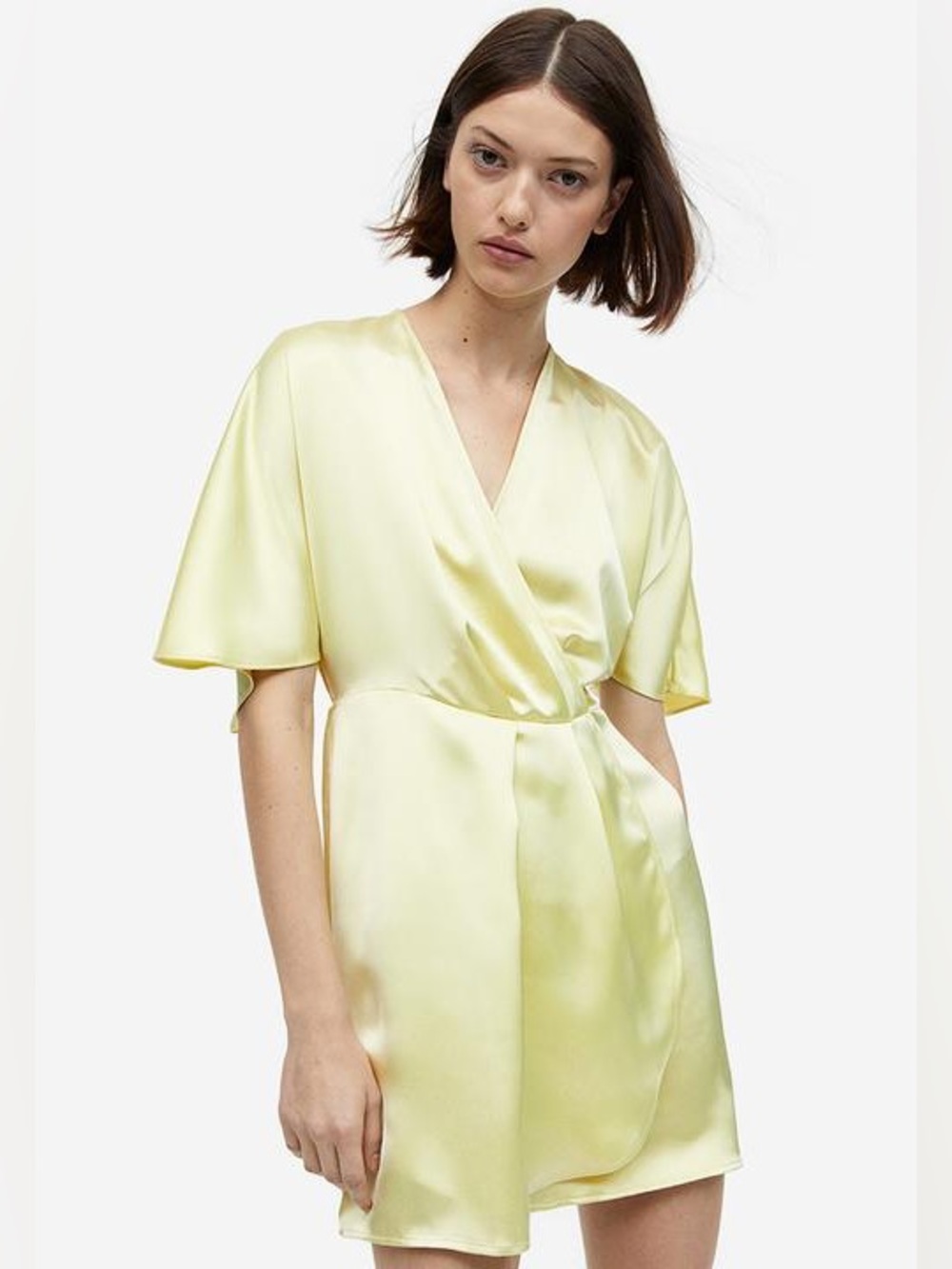 H&M Light Green Satin Wrap dress